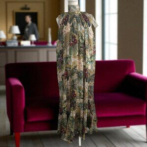 ISLA & WHITE Silk Blend Floral Maxi Gown Size Medium